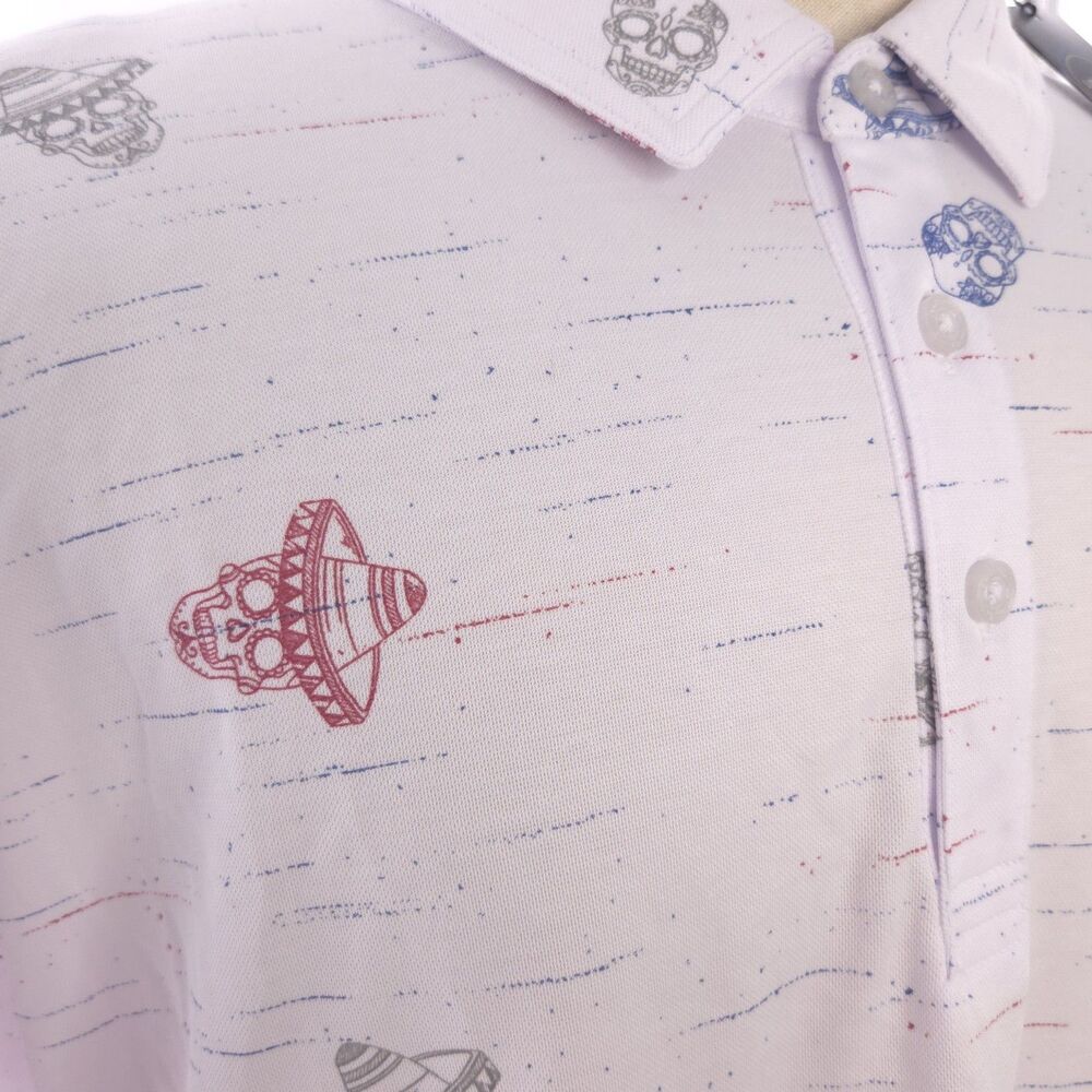 Travis Mathew Mexicali No Logo Skuls Short Sleeve Polo Shirt Mens 3XL - Picture 6 of 12